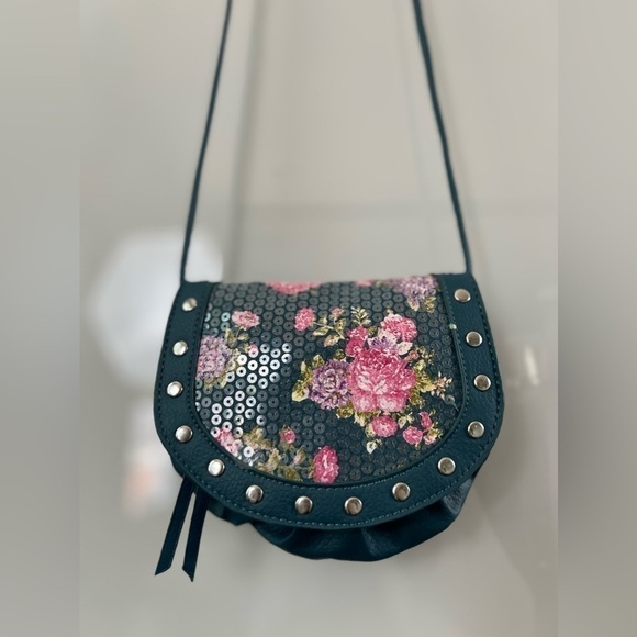 CANDIES Vegan Leather Pink Purple Rose Sequins Studded Mini Crossbody Purse Bag - Picture 13 of 14